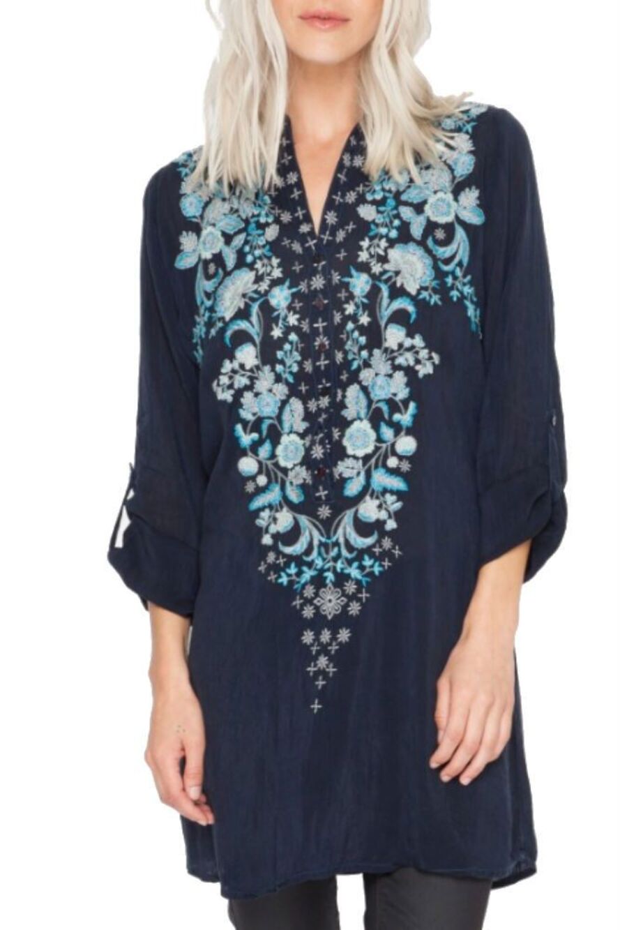 Johnny Was Darling Embroidered Georgette Tunic S